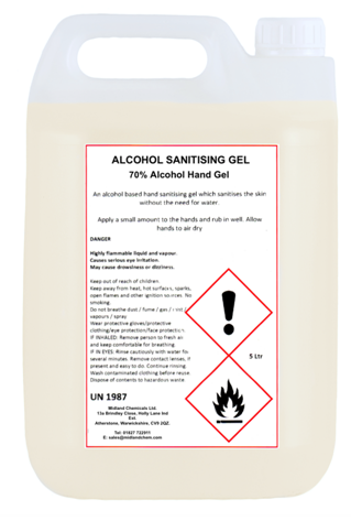 Alcohol Sanitising Gel 5L £ 44.99 inc free delivery